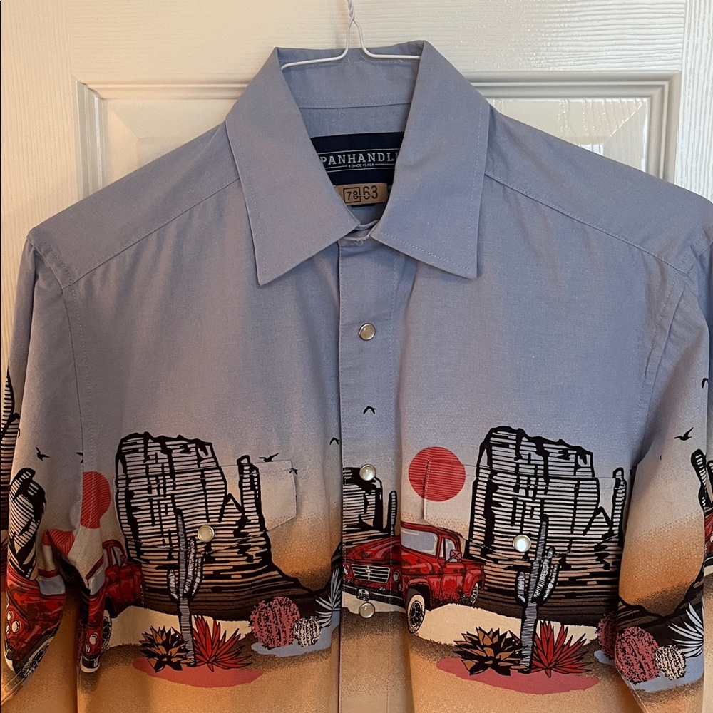 Panhandle Truck Border Western Snap Button Shirt - Picture 3 of 12